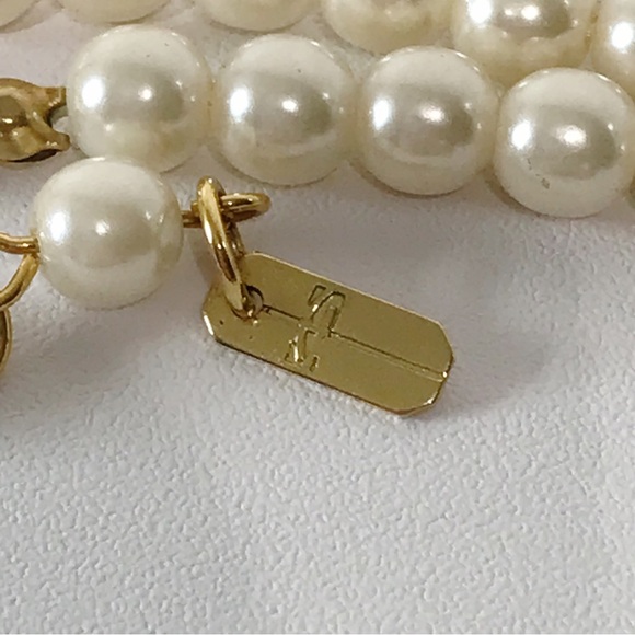 Vintage Signed 6mm Glass Faux Pearl Multi Strand Victorian Necklace Estate Pear - Picture 2 of 14